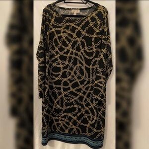 MICHAEL Michael Kors Black w/Gold Chain Pattern Dress